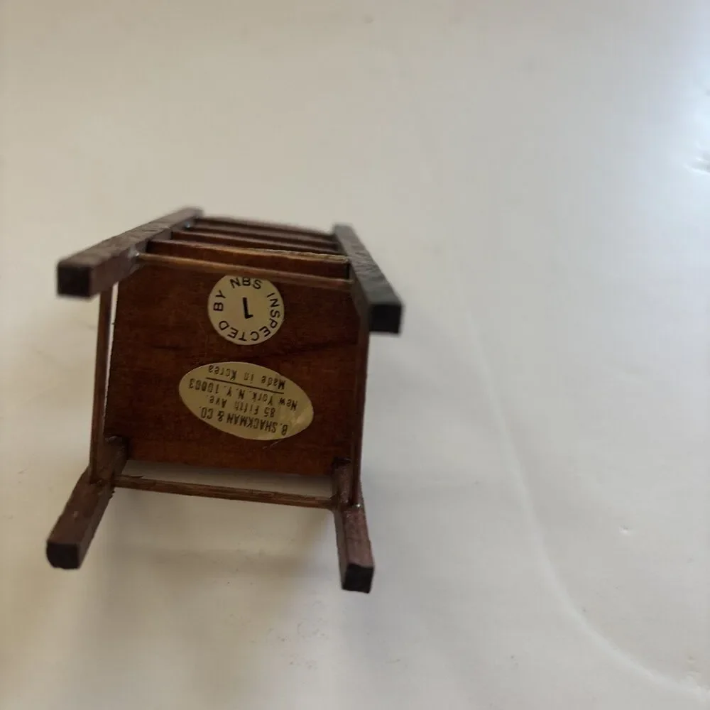 Vintage Miniature Dollhouse Sized Shackman & c Ladder Back Chair Rush Woven Seat